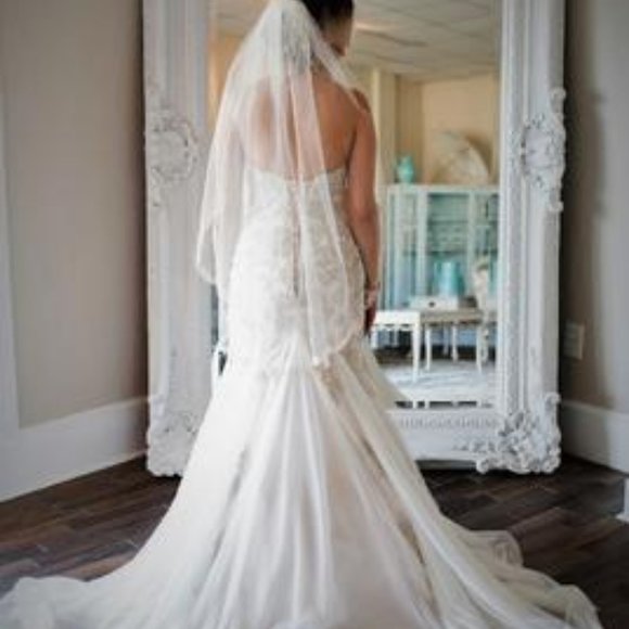 Alfred Angelo Beaded Fit & Flare Wedding Dress - Picture 3 of 8